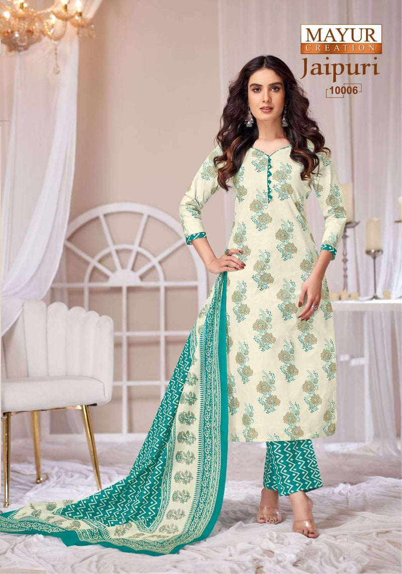 Mayur Creation Jaipuri Vol 10 Pure Cotton Print Readymade Pret Kurti