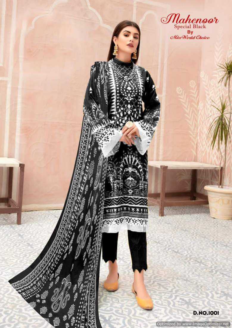 Miss World Choice Mahenoor Black And White Heavy Cotton Printed Collection Salwar Kameez