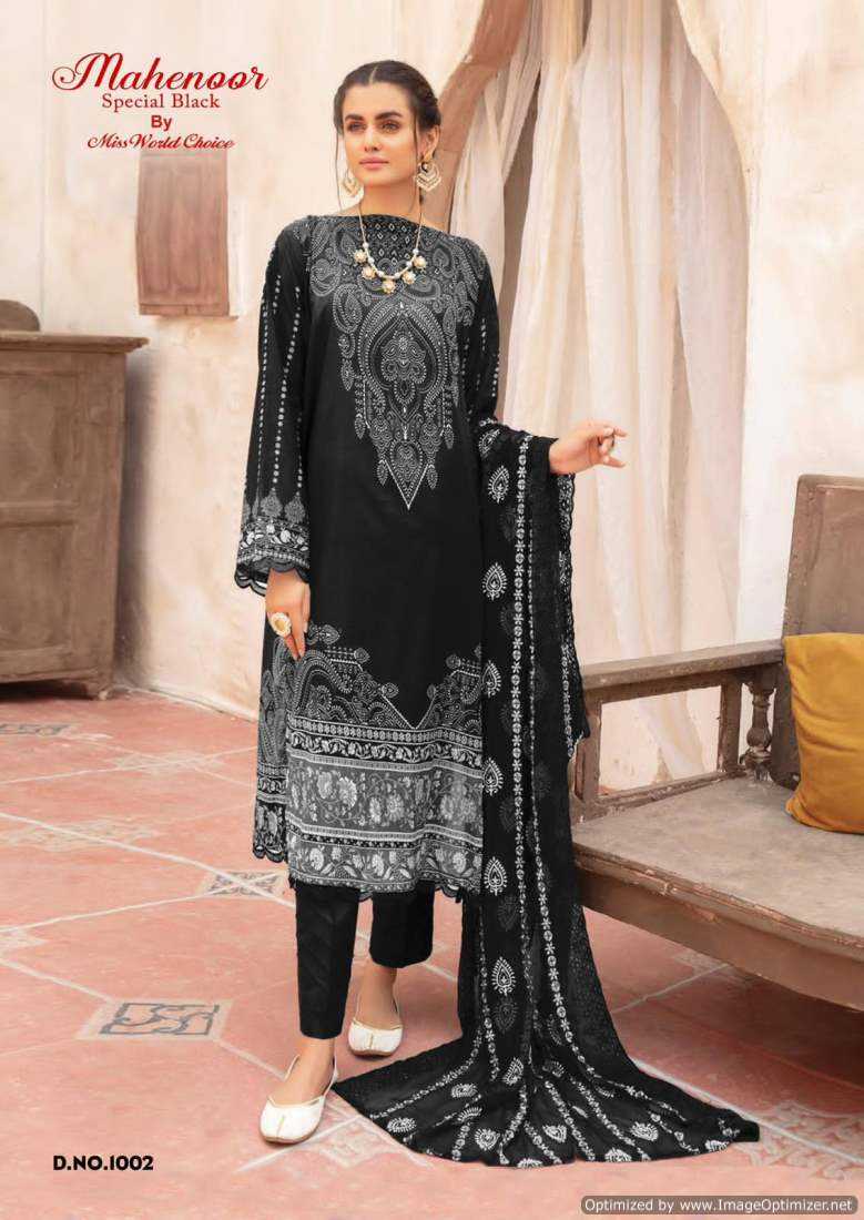 Miss World Choice Mahenoor Black And White Heavy Cotton Printed Collection Salwar Kameez