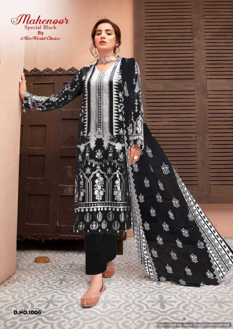 Miss World Choice Mahenoor Black And White Heavy Cotton Printed Collection Salwar Kameez