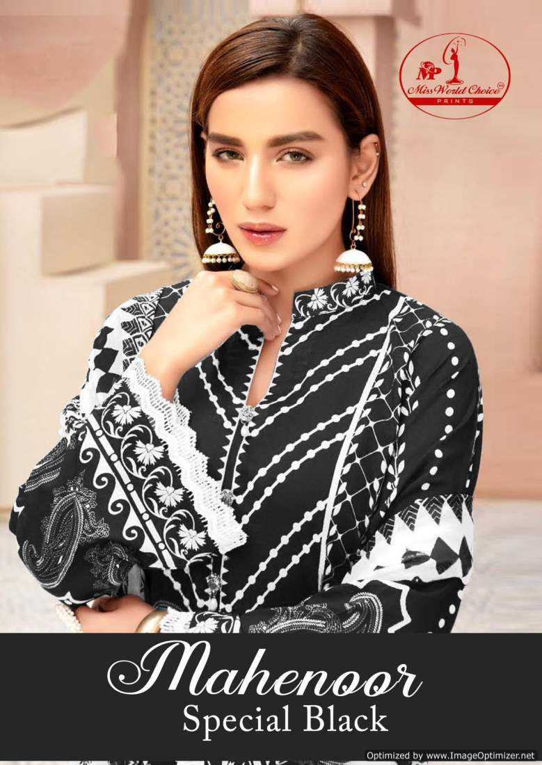 Miss World Choice Mahenoor Black And White Heavy Cotton Printed Collection Salwar Kameez