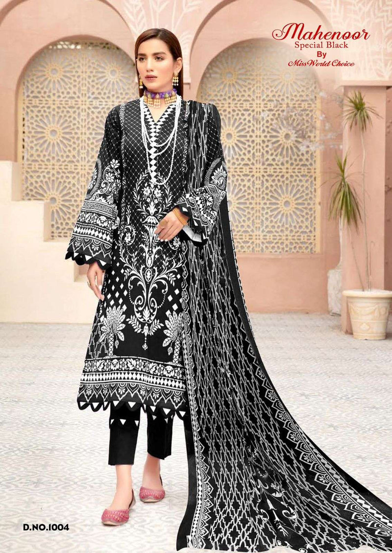 Miss World Mahenoor Special Black Pure Cotton Black Printed Salwar Suit