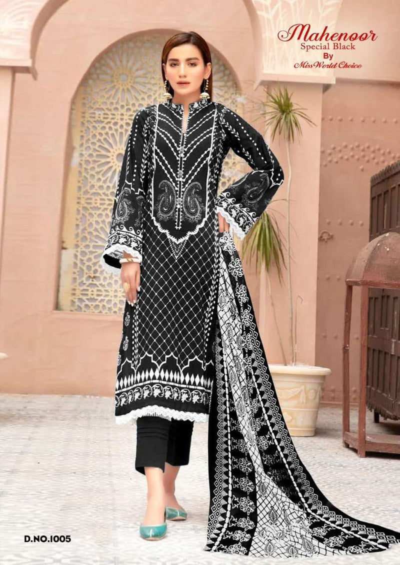 Miss World Mahenoor Special Black Pure Cotton Black Printed Salwar Suit
