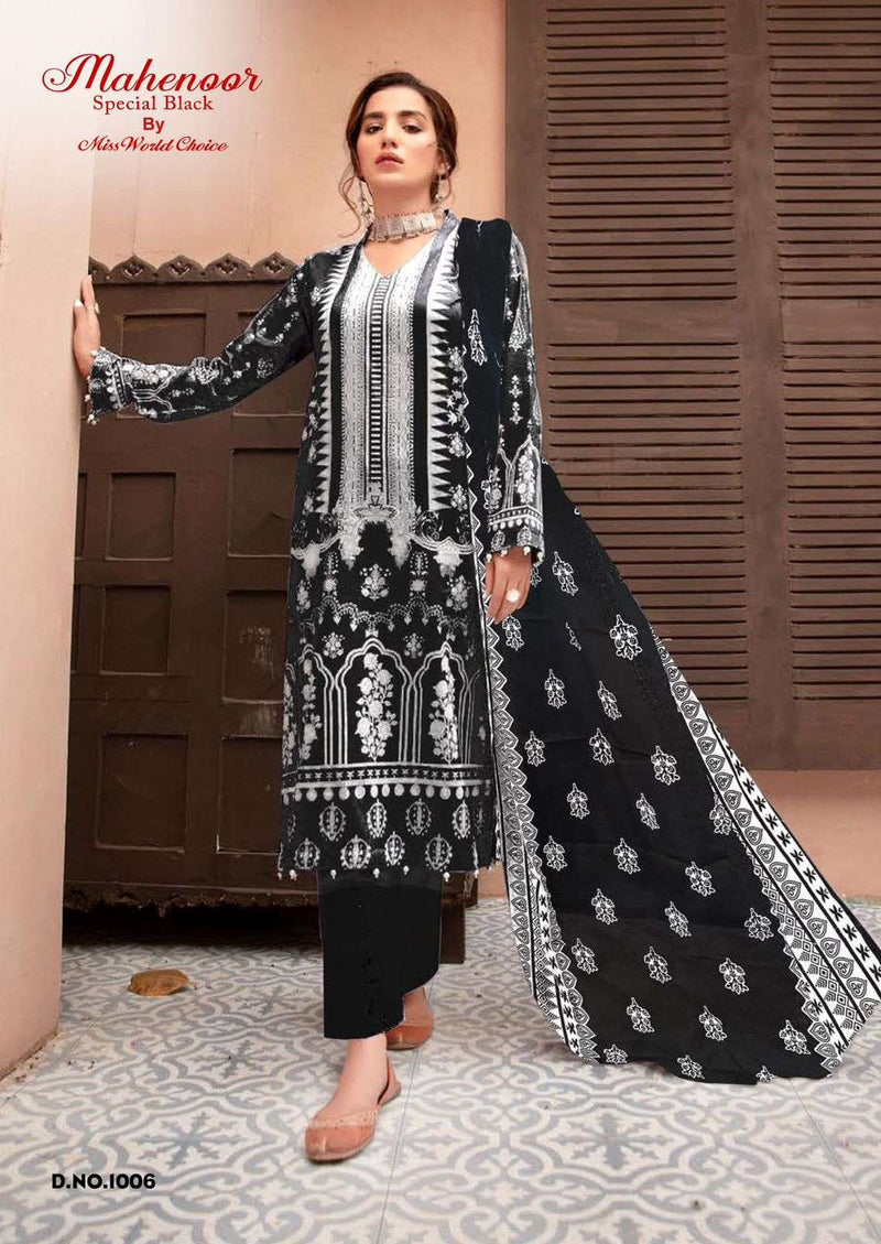 Miss World Mahenoor Special Black Pure Cotton Black Printed Salwar Suit