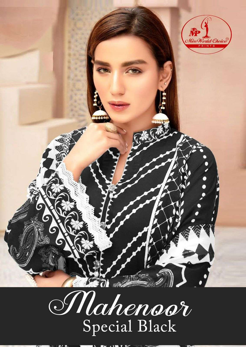 Miss World Mahenoor Special Black Pure Cotton Black Printed Salwar Suit