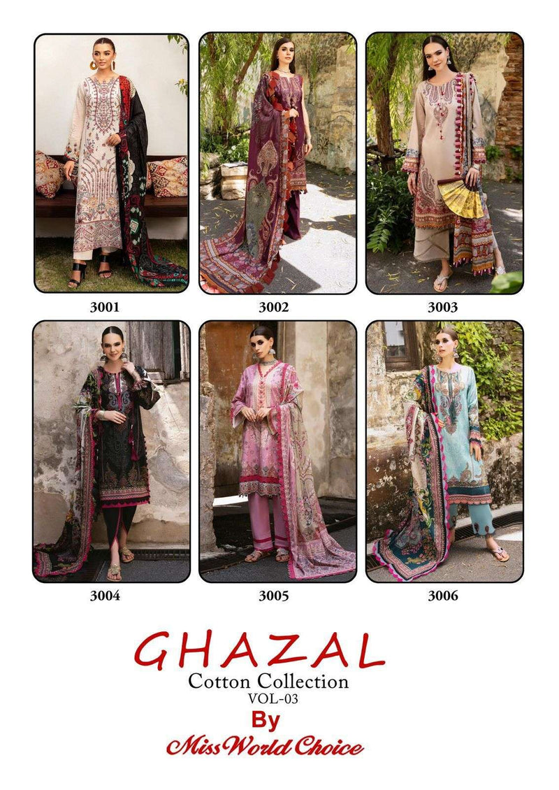 Missworld Choice Ghazal Vol 3 Pure Cotton Karachi Print Suits