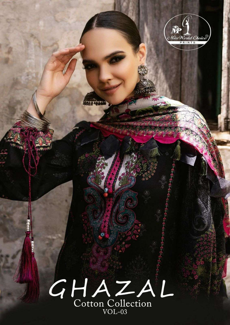 Missworld Choice Ghazal Vol 3 Pure Cotton Karachi Print Suits