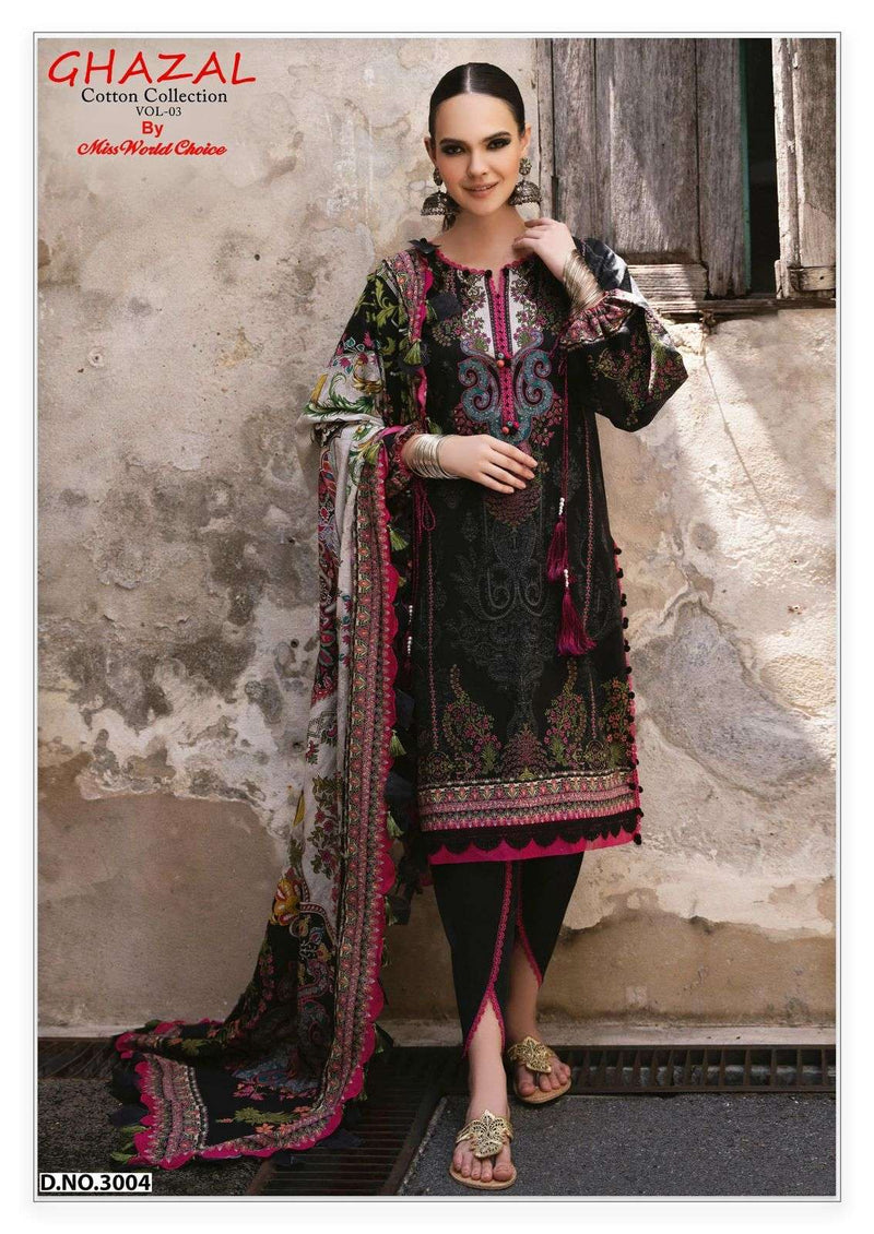 Missworld Choice Ghazal Vol 3 Pure Cotton Karachi Print Suits