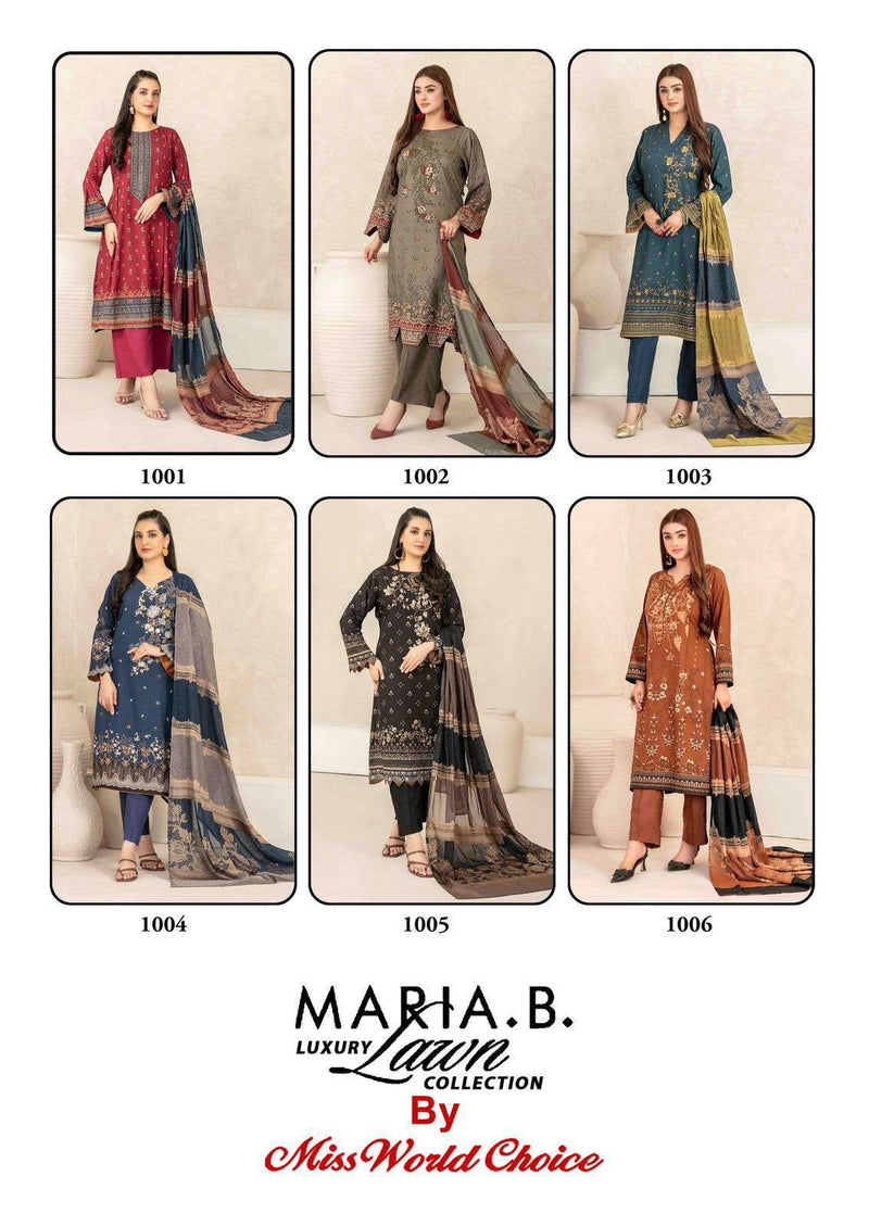 Missworld Choice Maria B Vol 1 Heavy Lawn Cotton Printed Karachi Suit