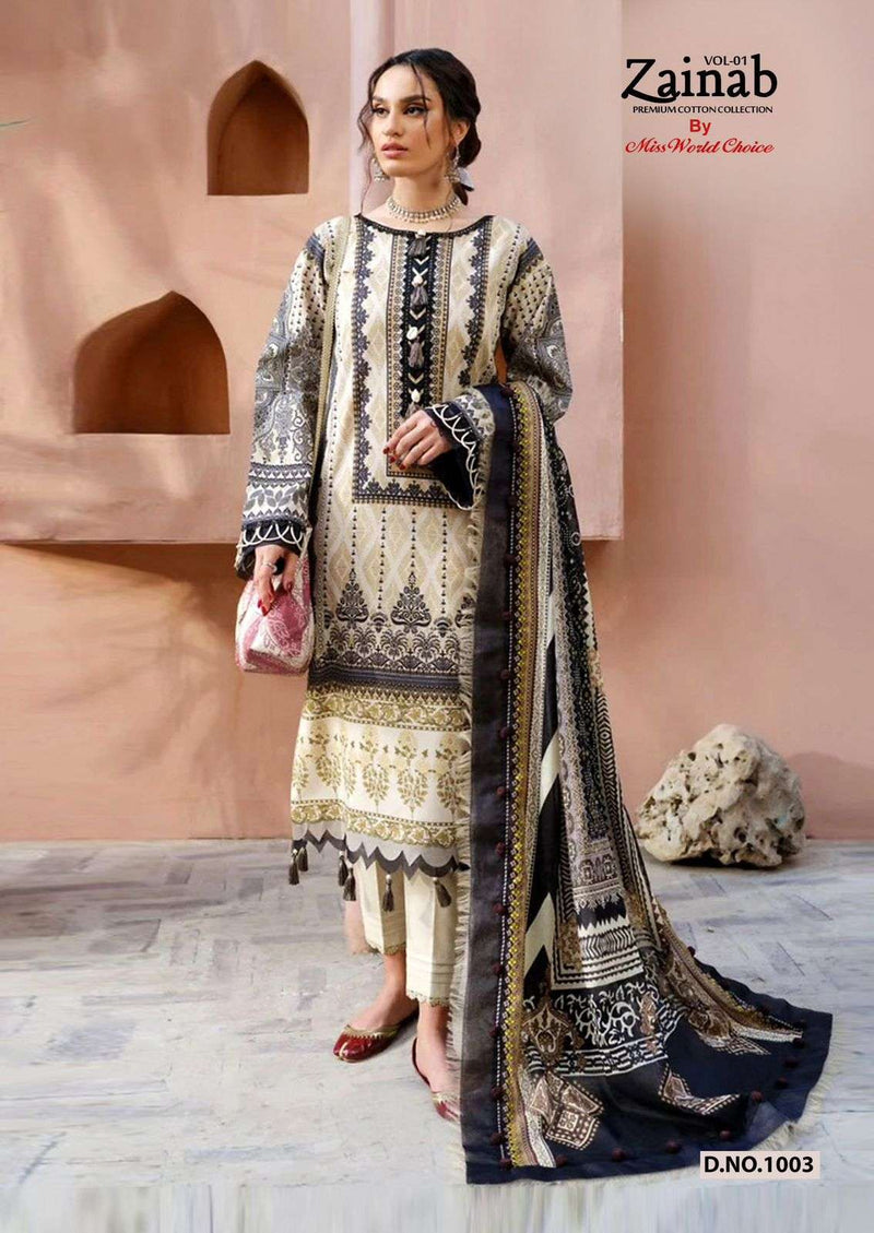 Missworld Zainab Vol 1 Premium Lawn Cotton Printed Salwar Suit