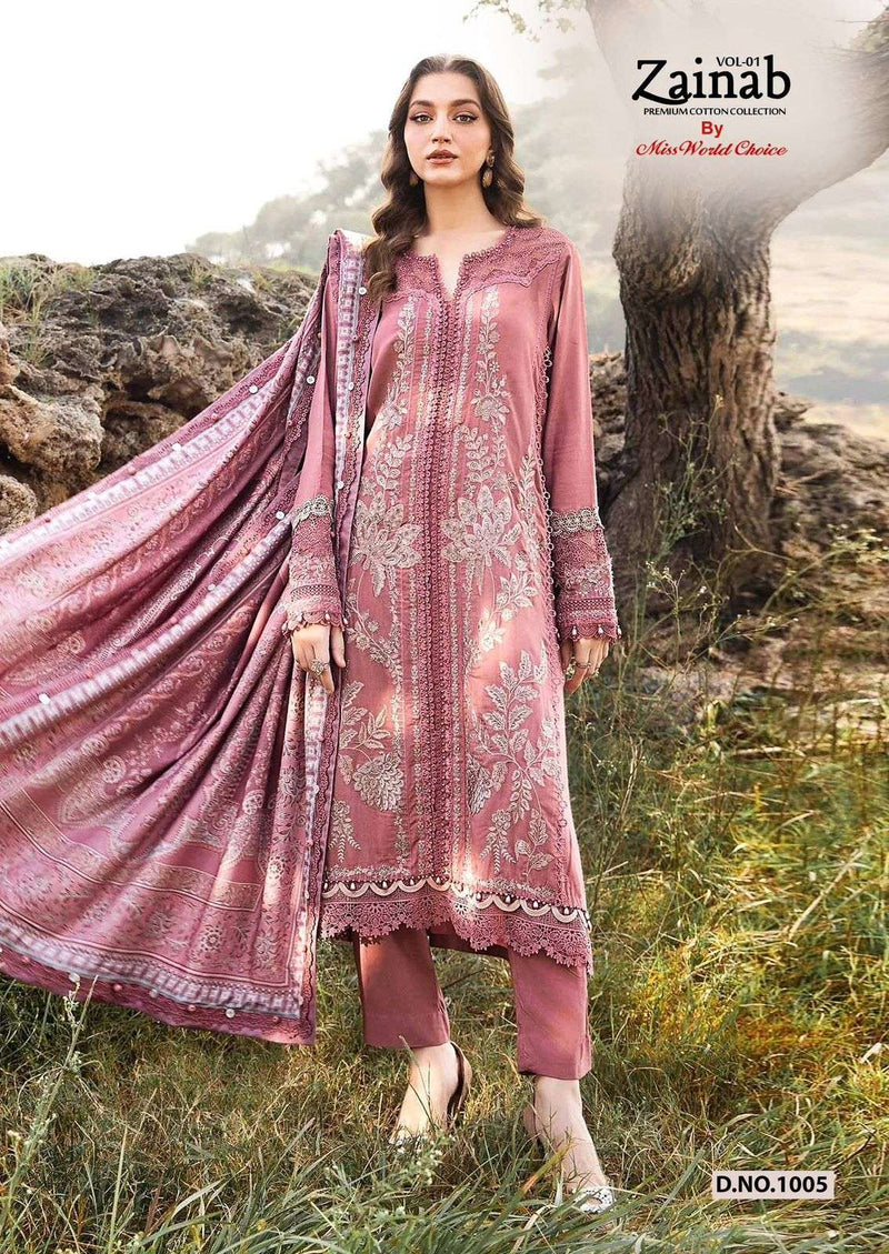 Missworld Zainab Vol 1 Premium Lawn Cotton Printed Salwar Suit