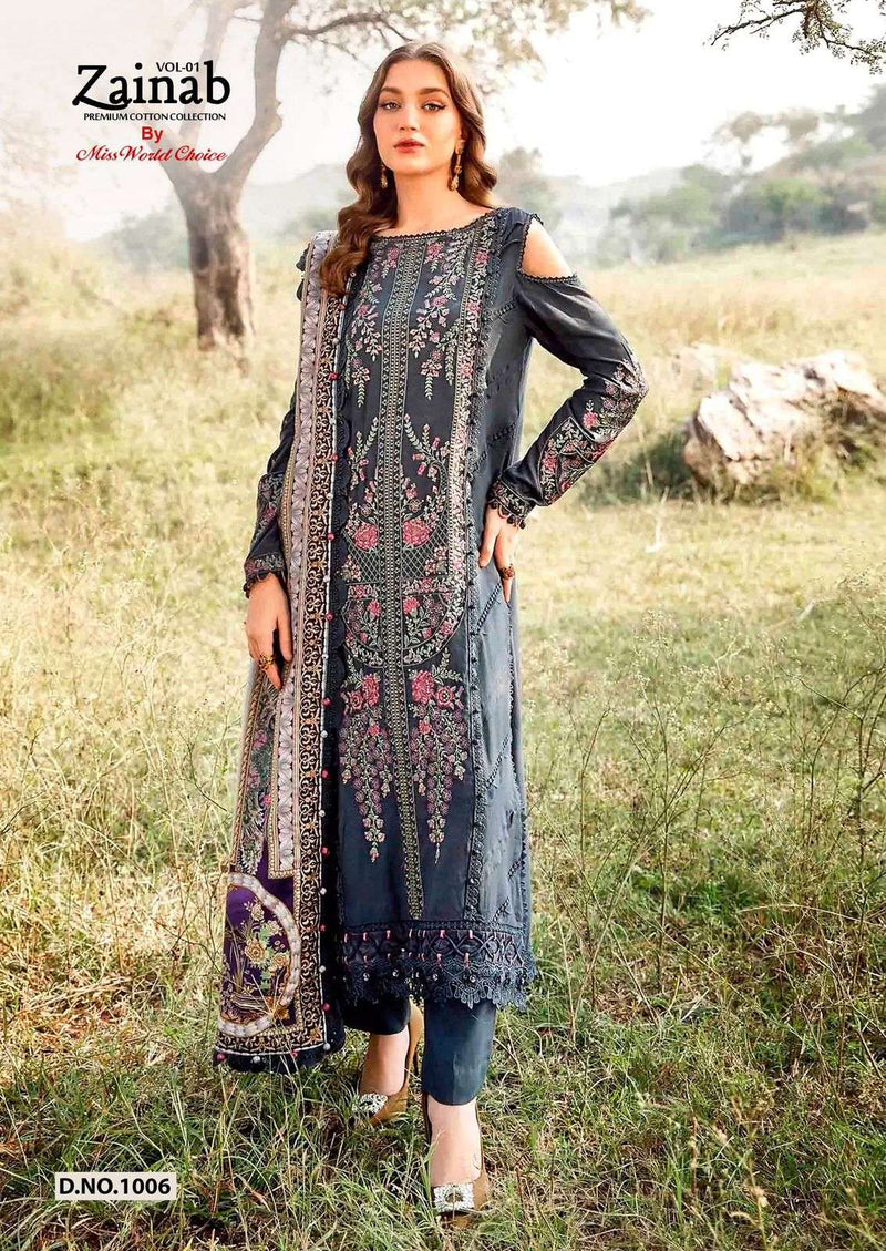 Missworld Zainab Vol 1 Premium Lawn Cotton Printed Salwar Suit