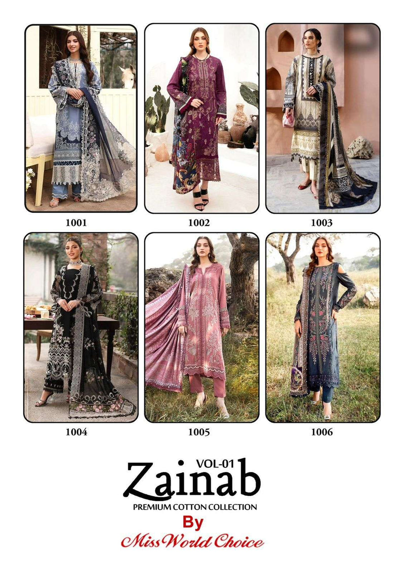 Missworld Zainab Vol 1 Premium Lawn Cotton Printed Salwar Suit