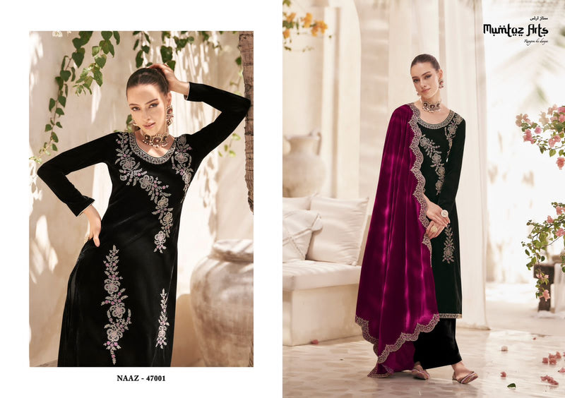 Mumtaz Arts Naaz Velvet Designer Heavy Work Neck Suits Collection