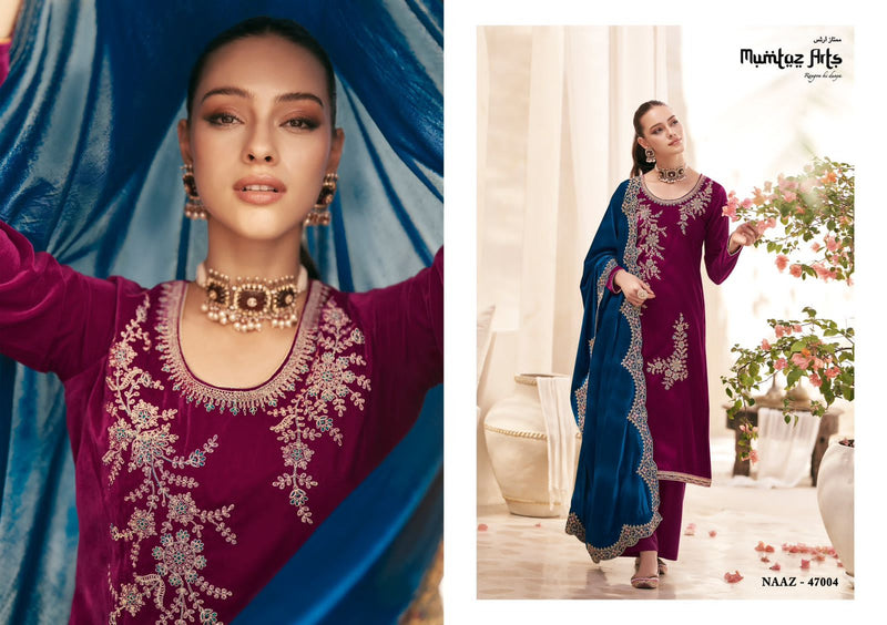 Mumtaz Arts Naaz Velvet Designer Heavy Work Neck Suits Collection