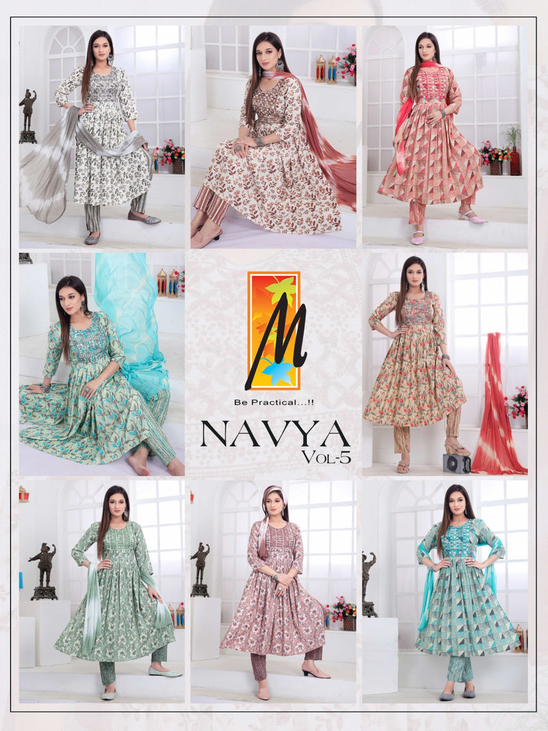 Master Navya Vol 5 Fancy Nyra Cut Pattern Kurti Bottom & Dupatta Collection