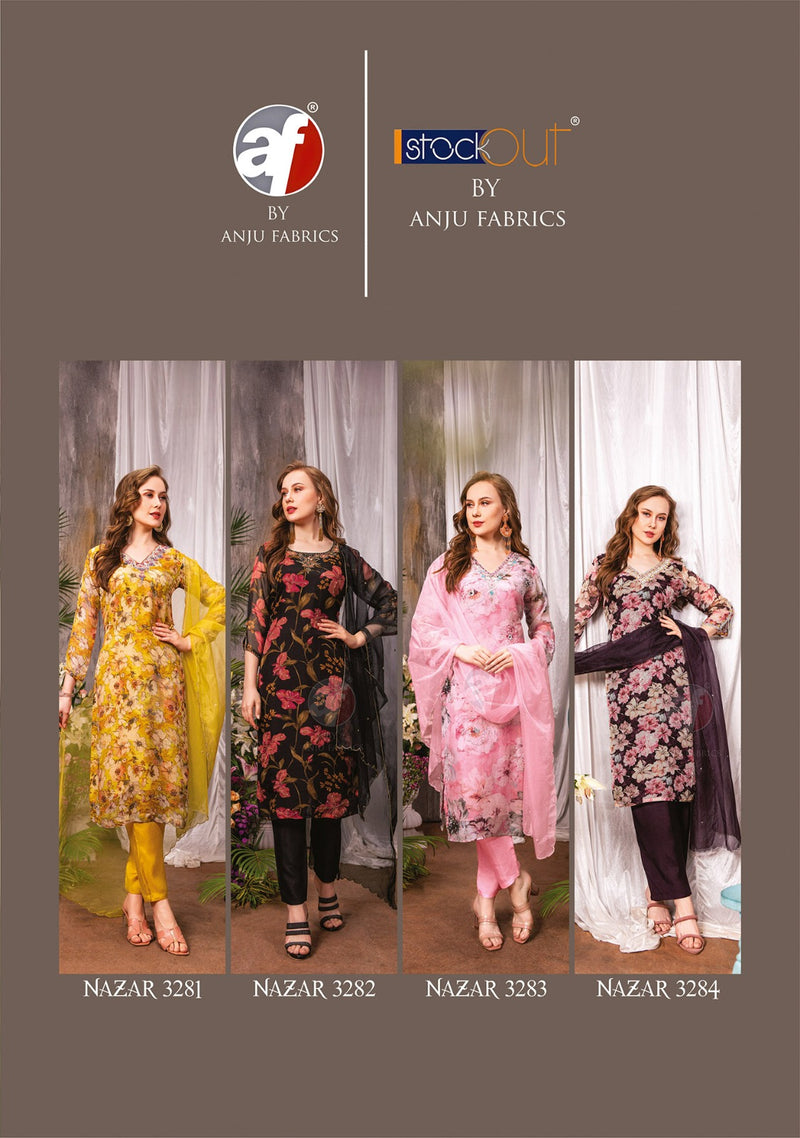 Anju Fabrics Nazar Vol 5 Organza With Digital Printed Readymade Suit Collection