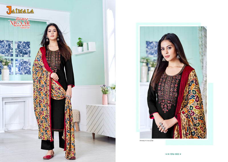 Alok Suits Jaimala Nigaar Black Beauty Edition Vol 2 Rayon With Embroidery Work Suits