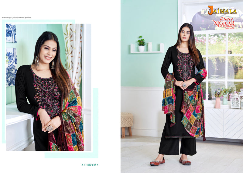 Alok Suits Jaimala Nigaar Black Beauty Edition Vol 2 Rayon With Embroidery Work Suits