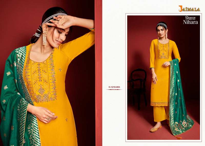Alok Suit Nihara Viscose Canderi Dyed Embroidery Designer Salwar Suit