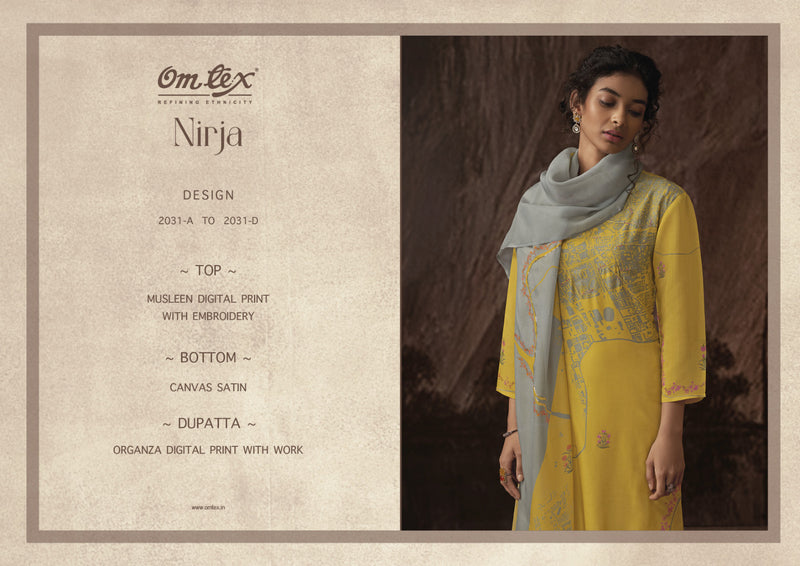 Omtex Nirja Digital Print Muslin With Embroidery Designer Traditional Wear Suits