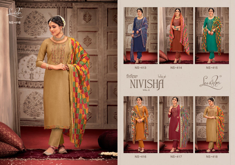 Levisha Nivisha Vol 6 Rayon With Embroidery Salwar Suits