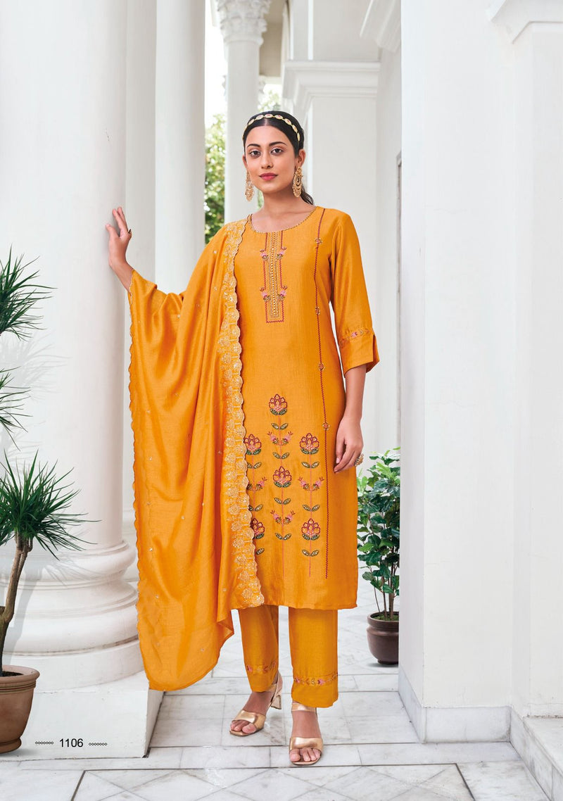 Lady Leela Noor Silk Embroidery Handwork Designer Partywear Kurti Collection