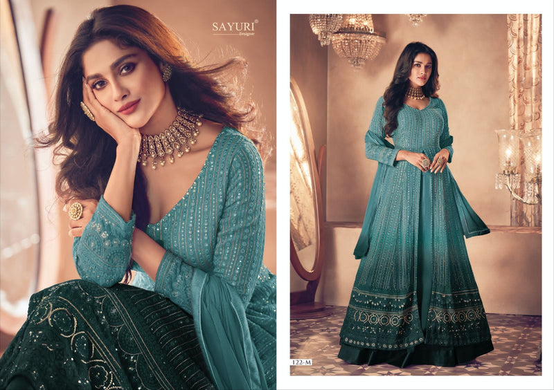 Sayuri Designer Noor Gold Shaded Real Georgette With Heavy Embroidery Designer Ready Made Suits