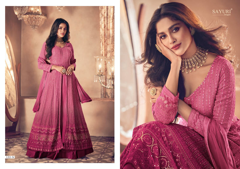 Sayuri Designer Noor Gold Shaded Real Georgette With Heavy Embroidery Designer Ready Made Suits
