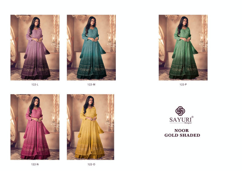 Sayuri Designer Noor Gold Shaded Real Georgette With Heavy Embroidery Designer Ready Made Suits