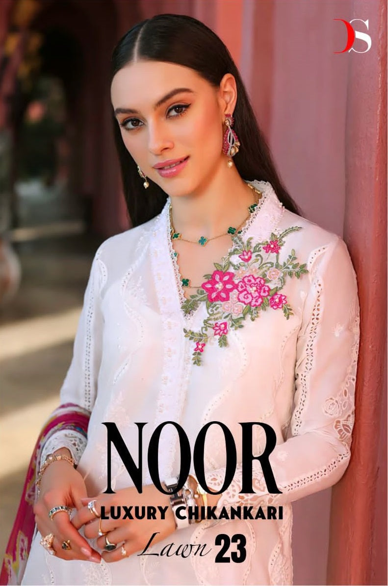 Deepsy Suits Noor Luxury Chikankari Lawn 23 Cambric Cotton Embroidery Designer Suits