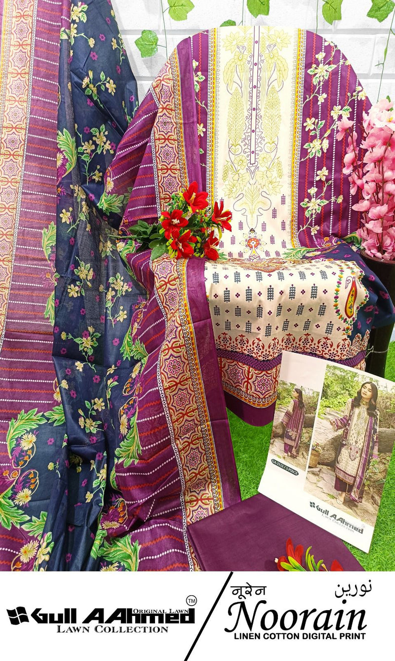 Gull Aahmed Noorain Linen Cotton Digital Karachi Print Salwar Kameez