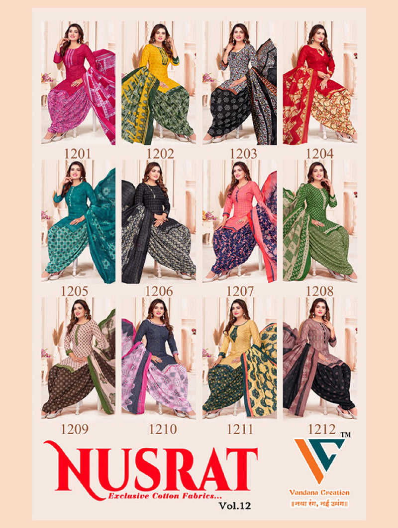 Vandana Creation Nusrat Vol 12 Cotton Patiyala Style Printed Suit Collection