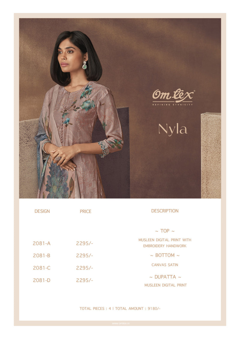 Omtex Nyla Muslin Digital Print With Heavy Designer Work Suits