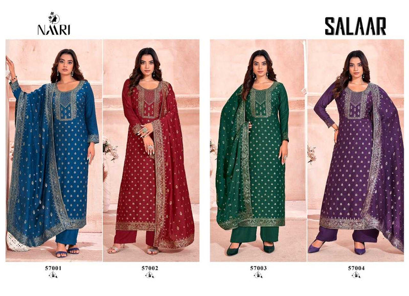 Naari Salaar Pure Muslin Jacquard Work Designer Salwar Kameez