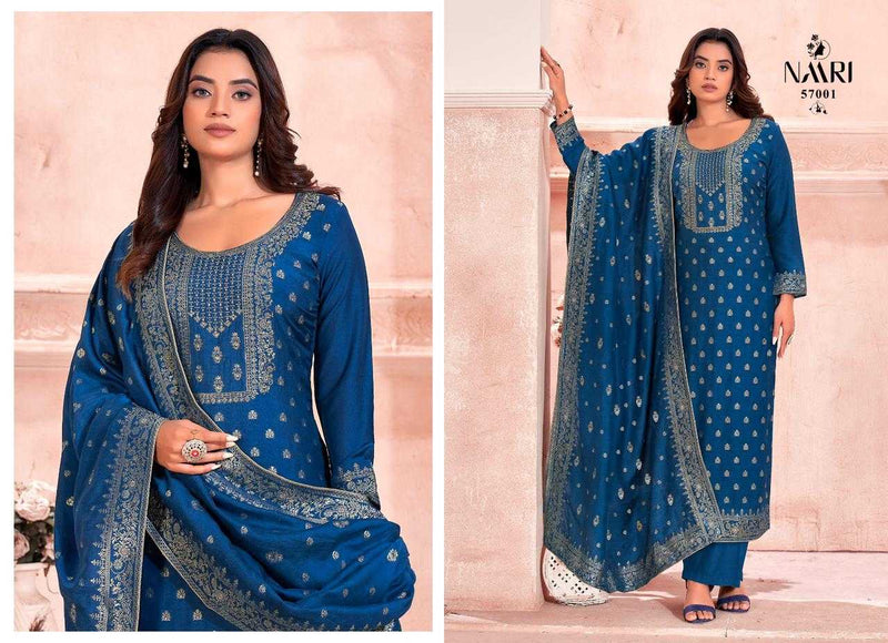 Naari Salaar Pure Muslin Jacquard Work Designer Salwar Kameez