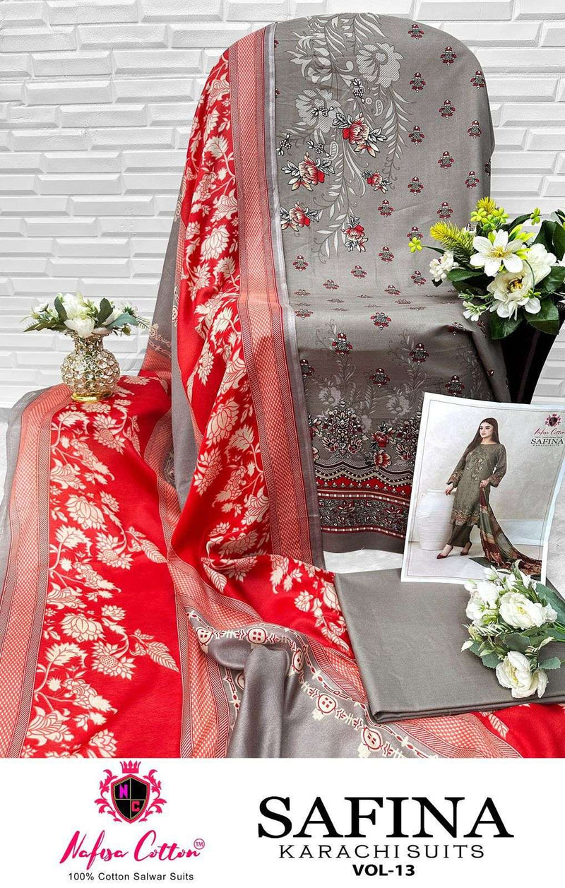 Nafisa Cotton Safina Karachi Suits Vol 13 Pure Cotton Printed Karachi Suit