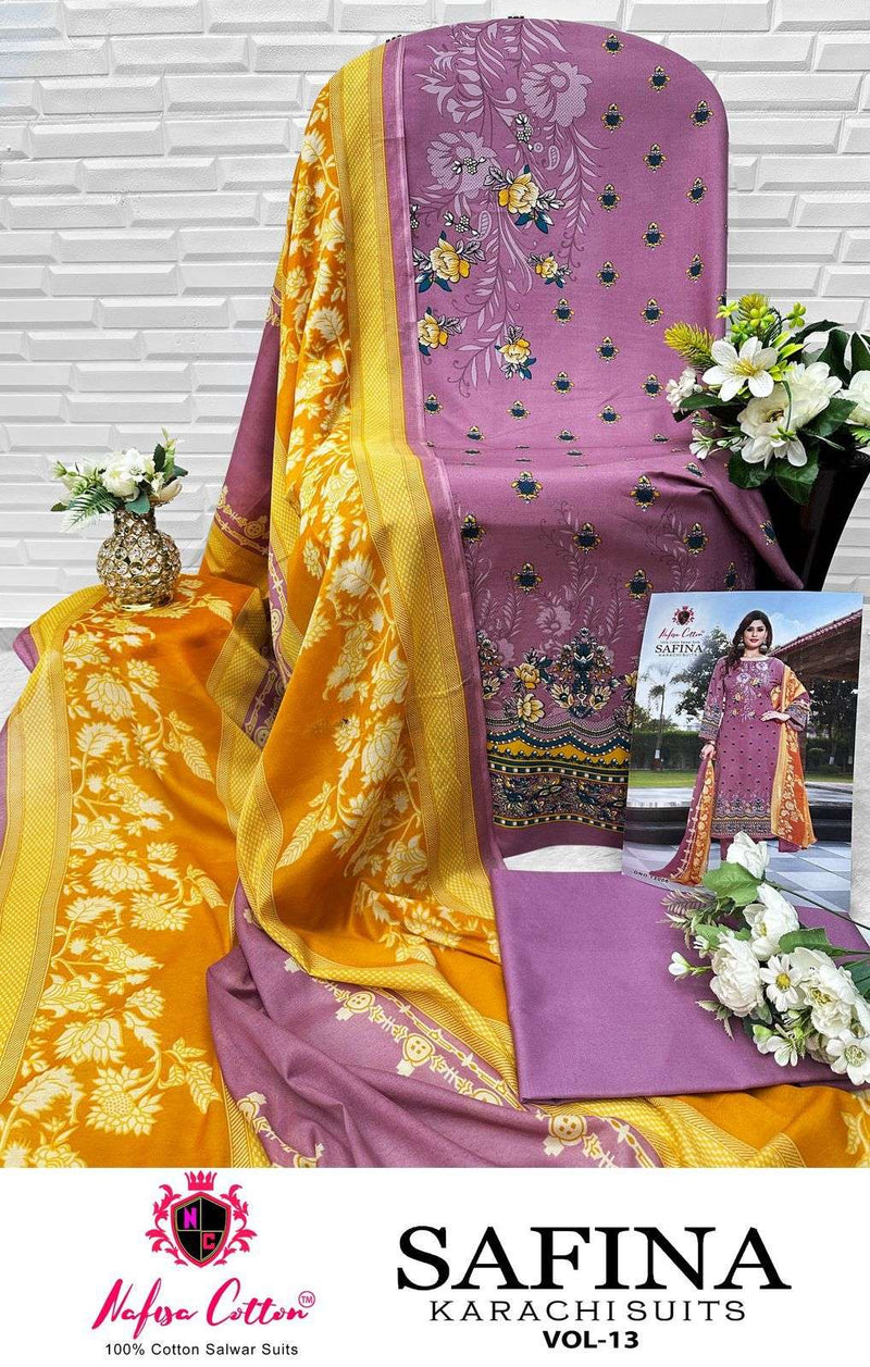 Nafisa Cotton Safina Karachi Suits Vol 13 Pure Cotton Printed Karachi Suit