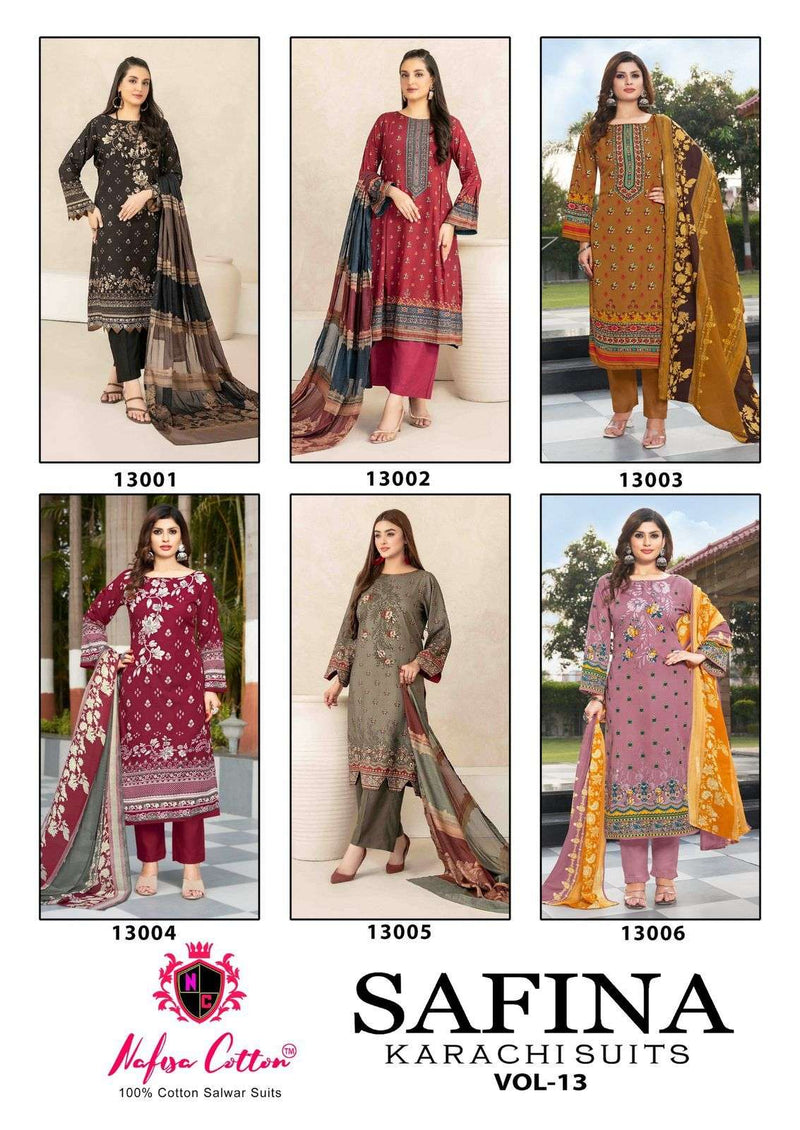 Nafisa Cotton Safina Karachi Suits Vol 13 Pure Cotton Printed Karachi Suit