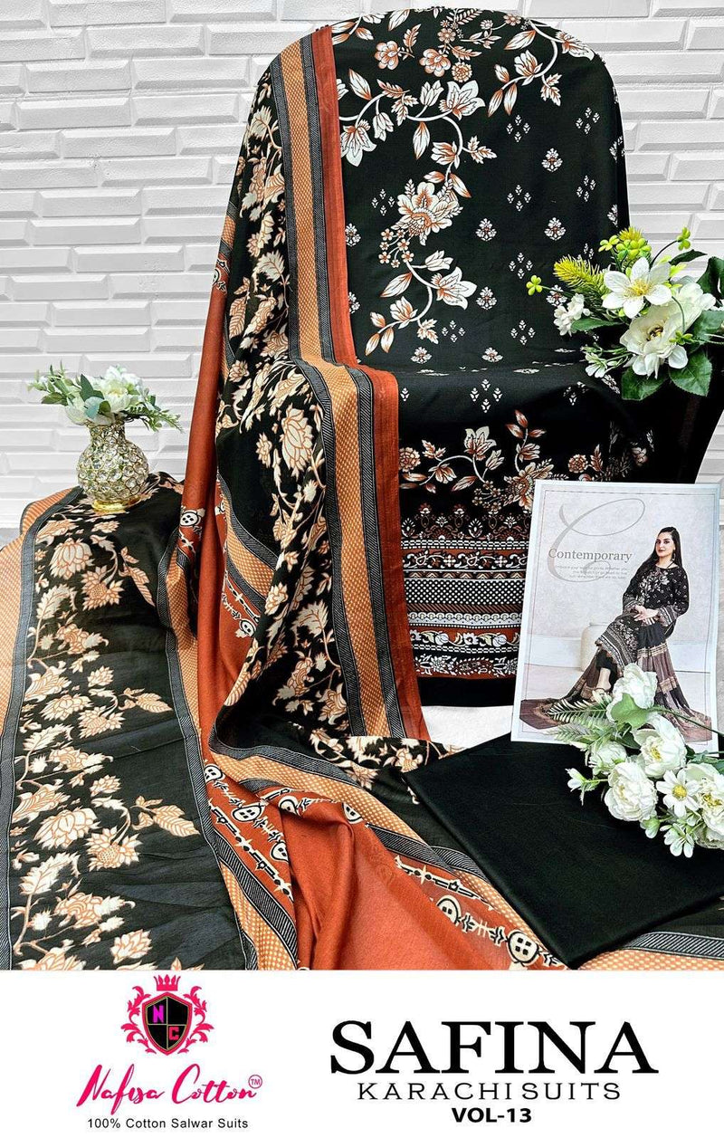 Nafisa Cotton Safina Karachi Suits Vol 13 Pure Cotton Printed Karachi Suit