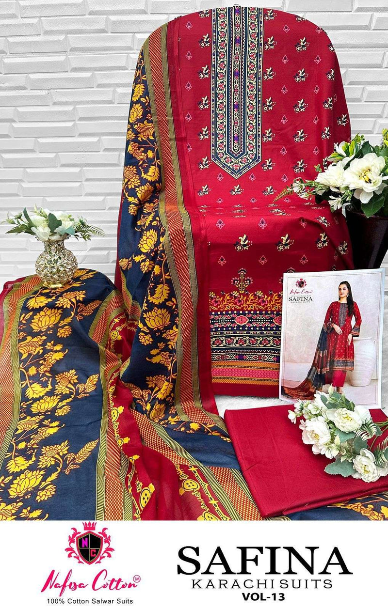 Nafisa Cotton Safina Karachi Suits Vol 13 Pure Cotton Printed Karachi Suit