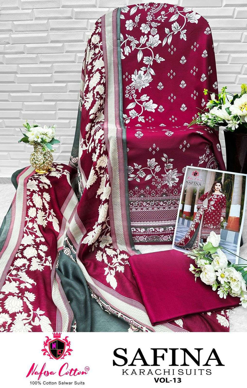 Nafisa Cotton Safina Karachi Suits Vol 13 Pure Cotton Printed Karachi Suit