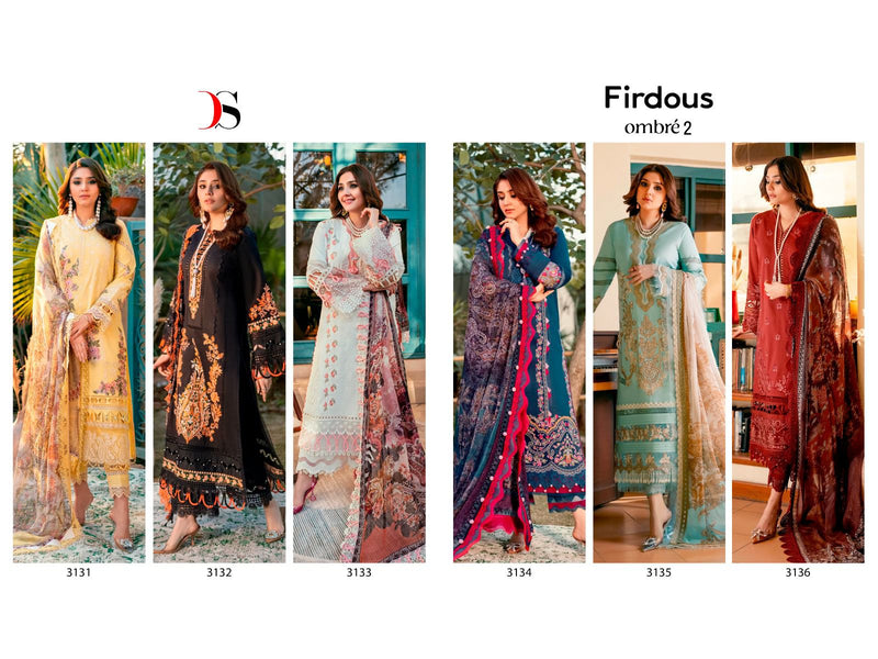 Deepsy Suits Firdous Ombre Embroidered Vol 2 Cotton Heavy Self Embroidery Patch Designer Pakistani Salwar Suits