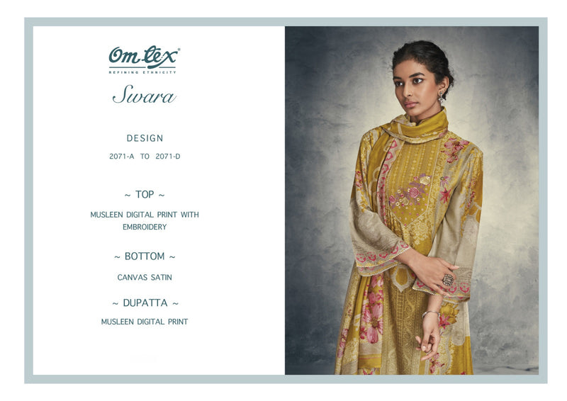 Omtex Swara Muslin Digital Print With Fancy Embroidery Work Suits