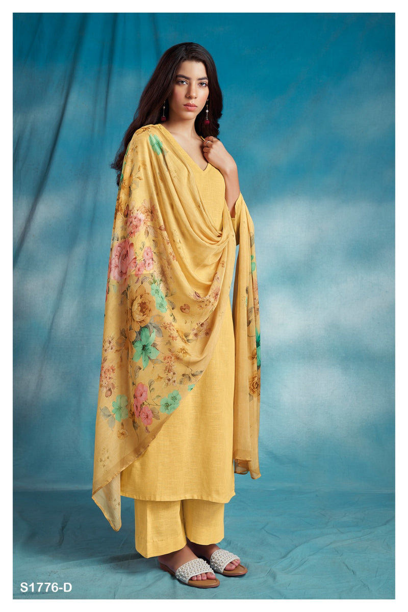 Ganga Ora 1776 Superior Cotton Linen Solid Fancy Designer Suits