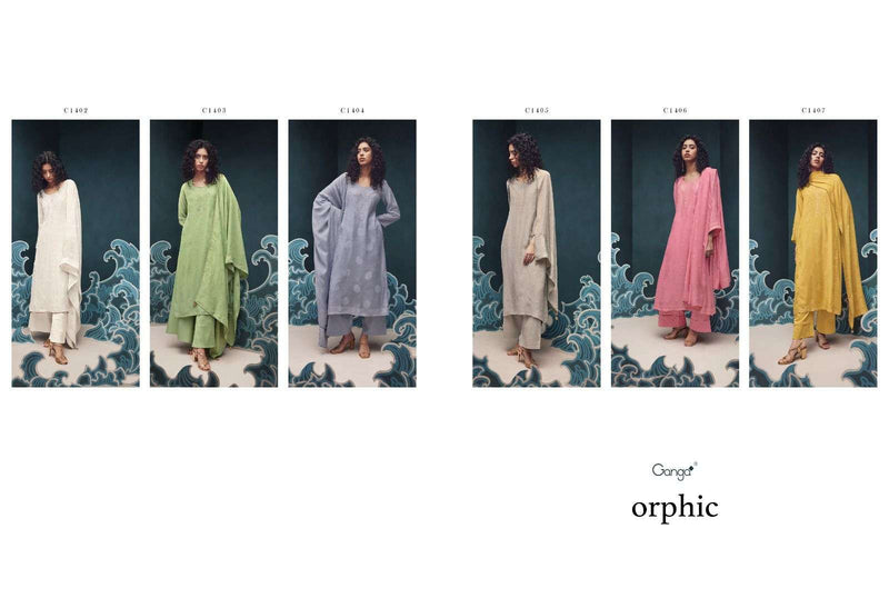 Ganga Orphic Viscose Silk Jacquard With Fancy Hand Work Designer Suits