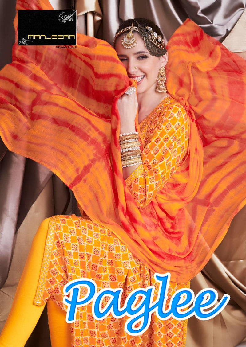 Manjeera Fashion Paglee Rayon Foil Prints Nyra Cut Fancy Kurti Combo Set