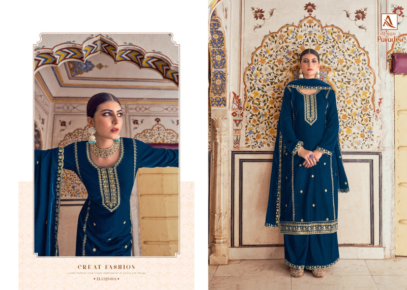 Alok Suits Paradise Velvet Embroidery Work Designer Winter Wear Suit Collection