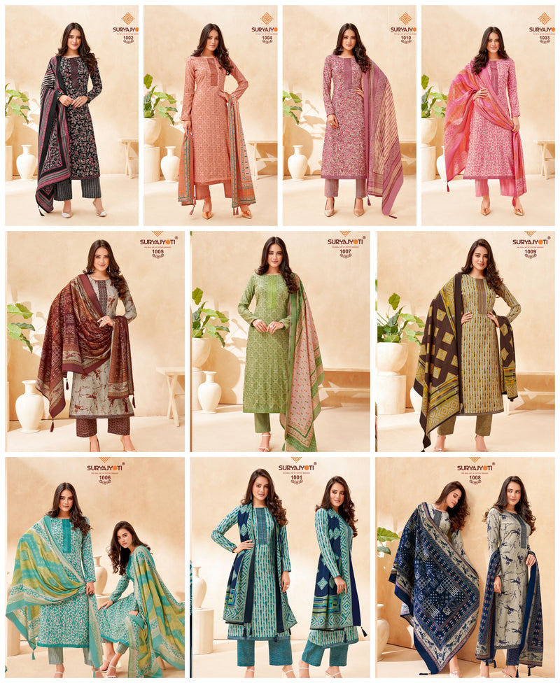 Suryajyoti Pari Vol 1 Modal Silk Foil Prints With Embroidery Work Suits