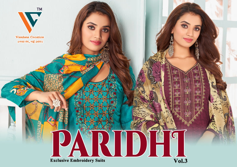 Vandana Creation Paridhi Vol 3 Cotton Neck Embroidery Designer Work Suits